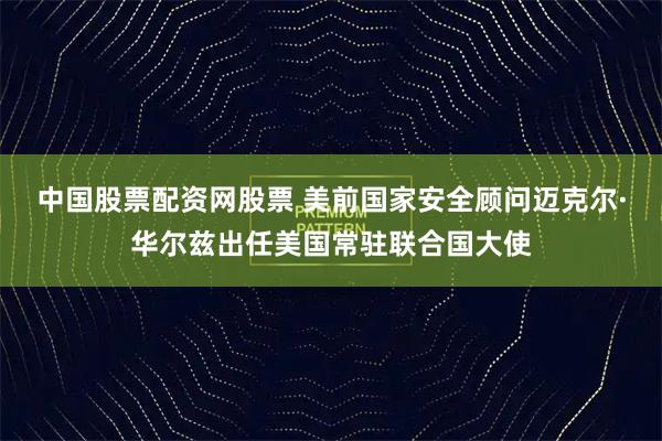 中国股票配资网股票 美前国家安全顾问迈克尔·华尔兹出任美国常驻联合国大使